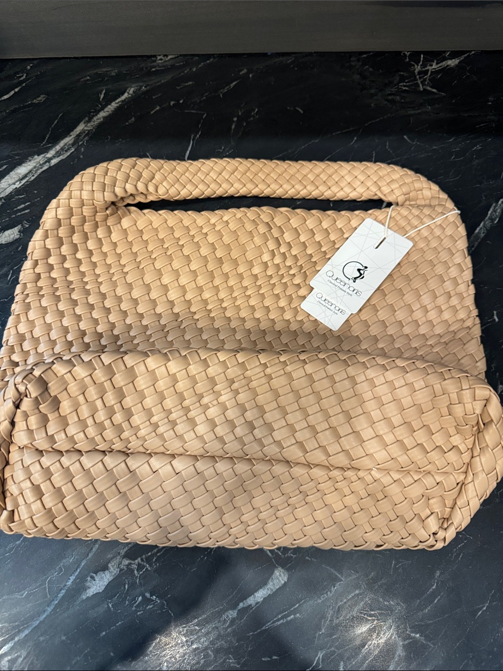 Woven Shoulder Hobo Bag in Beige - Picture 2 of 9